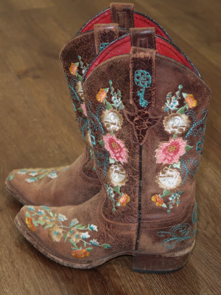 Girls Macie Bean Rose Garden Western Embroidered Floral Cowgirl Boots Size 12